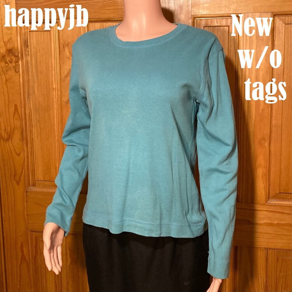 NWOT White Stag Vintage 90s Top Knit Long Sleeve Blouse Blue Green Sz L